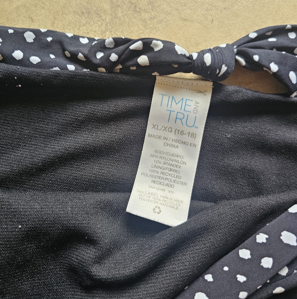 Time and Tru Black and White Polka Dot Two-Piece Bikini - Picture 3 of 4